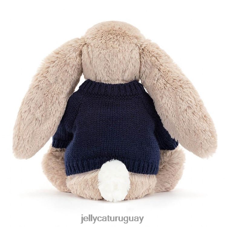 juguete Jellycat Conejita Blossom Bea con jersey azul marino personalizado beige T88T62480