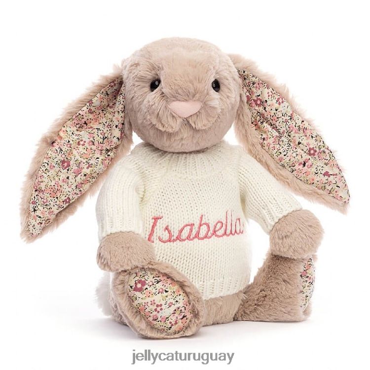 juguete Jellycat Conejita Blossom Bea con jersey crema personalizado beige T88T62160