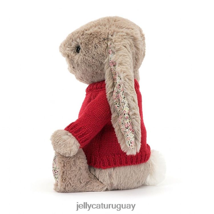 juguete Jellycat Conejita Blossom Bea con jersey rojo personalizado beige T88T62334