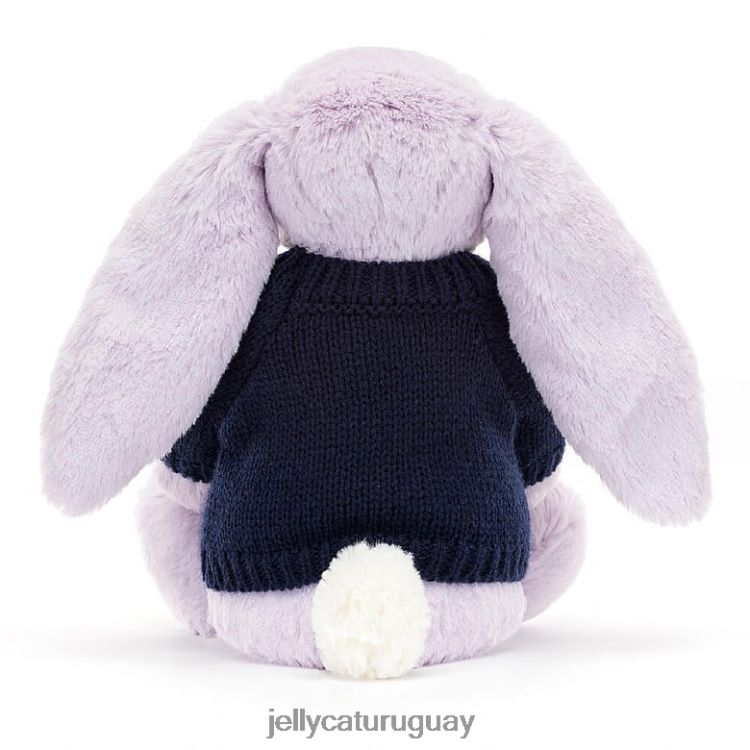 juguete Jellycat Conejito de jazmín en flor con jersey azul marino personalizado morado T88T62472