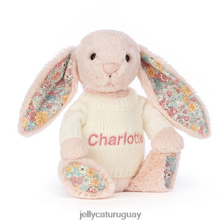 juguete Jellycat Conejito de rubor en flor con melocotón de jersey crema personalizado T88T62221