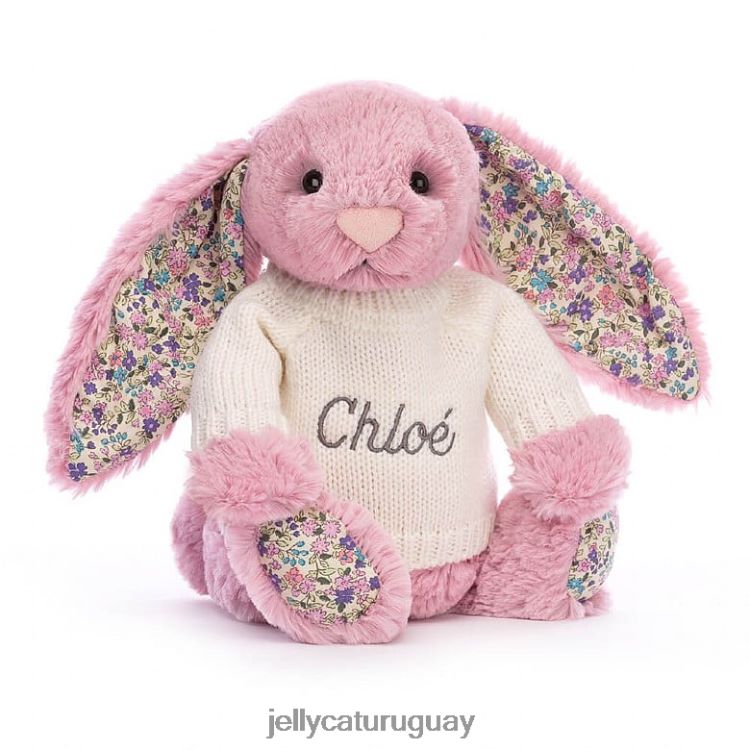 juguete Jellycat Conejito tulipán en flor con jersey crema personalizado rosa T88T62298