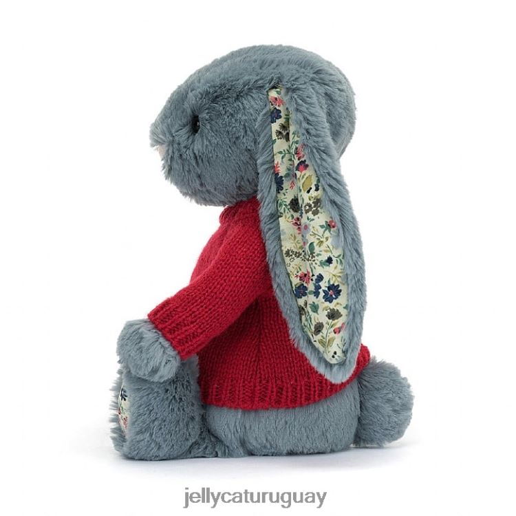 juguete Jellycat conejito floreciente con jersey rojo personalizado azul T88T62474