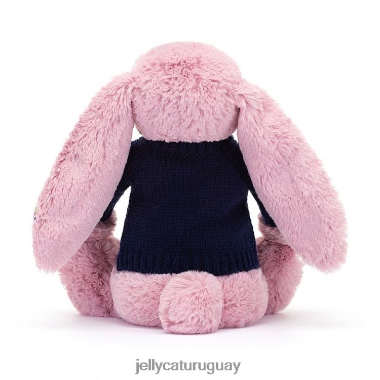 juguete Jellycat conejito tulipán en flor con jersey azul marino personalizado rosa T88T62466