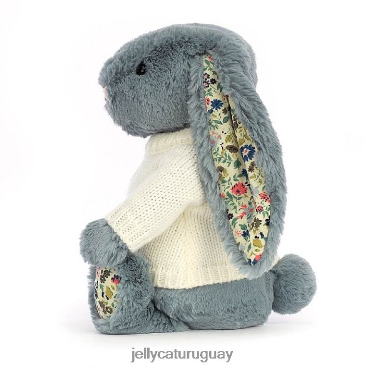 juguete Jellycat flor oscura con jersey crema personalizado azul T88T62331