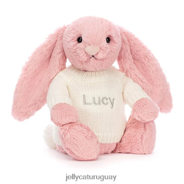juguete Jellycat Conejito de pétalos tímido con jersey crema personalizado rosa sorbete T88T62243