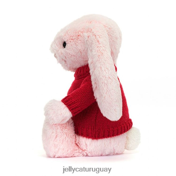 juguete Jellycat Conejito rosa tímido con jersey rojo personalizado rosa bebé T88T62172