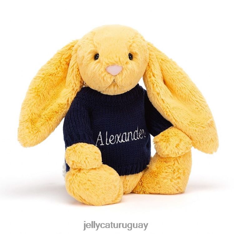 juguete Jellycat Conejito tímido con jersey azul marino personalizado Sunshine T88T62390