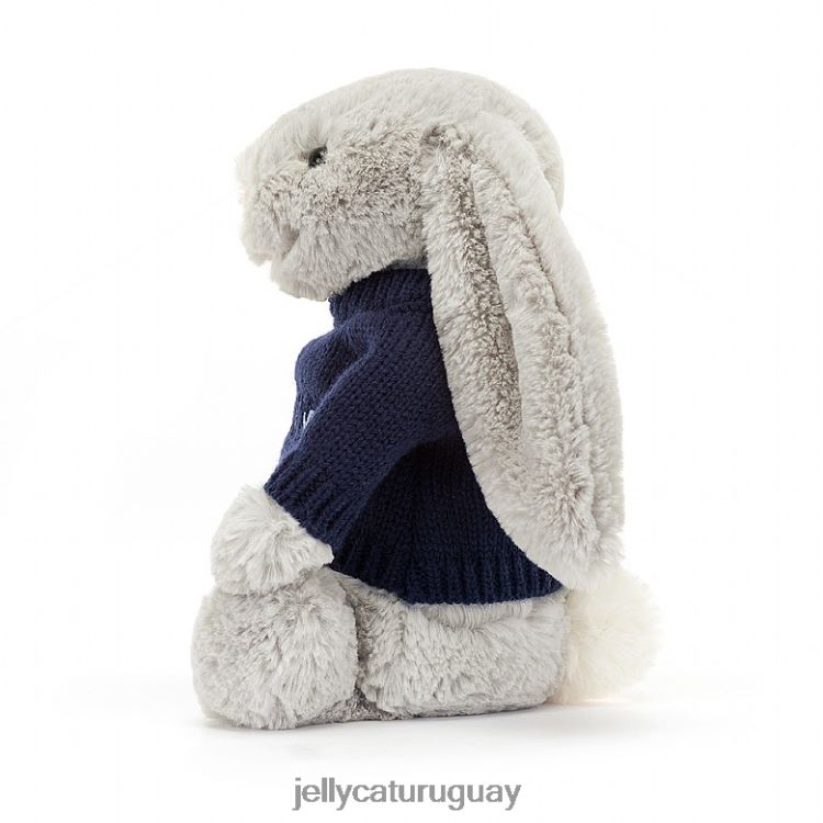 juguete Jellycat conejito tímido con jersey azul marino personalizado plateado T88T62345
