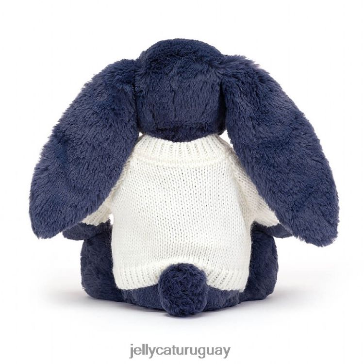 juguete Jellycat conejito tímido con jersey crema personalizado azul marino T88T62389