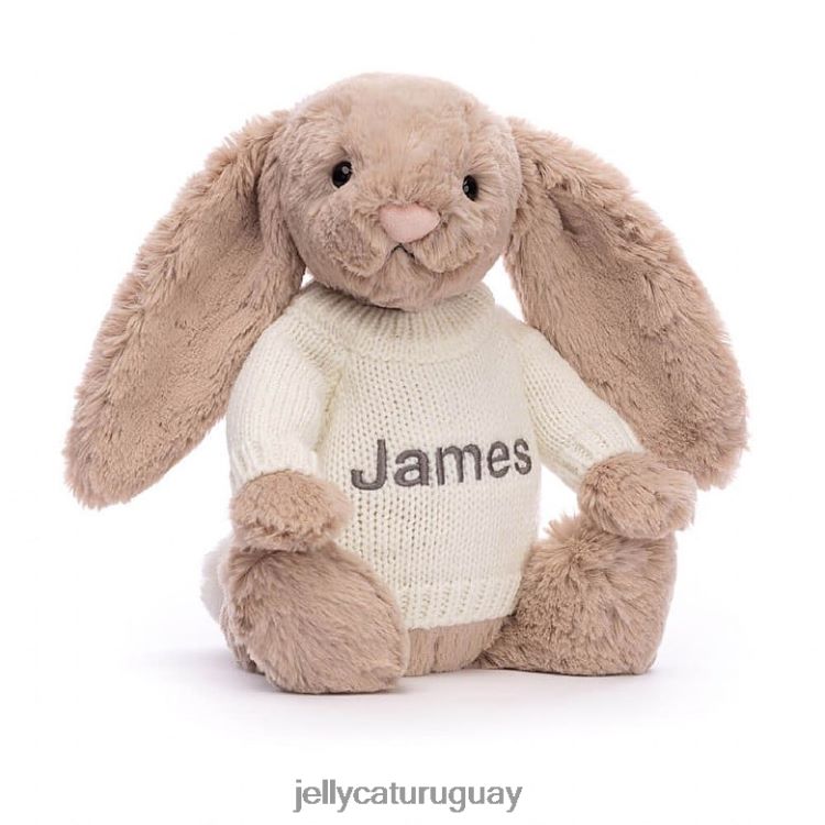 juguete Jellycat conejito tímido con jersey crema personalizado beige T88T62146