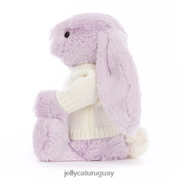 juguete Jellycat conejito tímido con jersey crema personalizado lila T88T62257