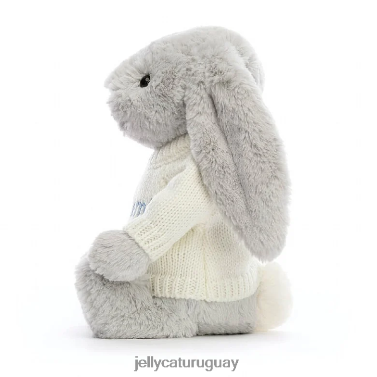 juguete Jellycat conejito tímido con jersey crema personalizado plateado T88T62371