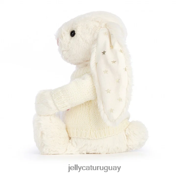 juguete Jellycat conejito tímido y centelleante con jersey personalizado color crema T88T62188