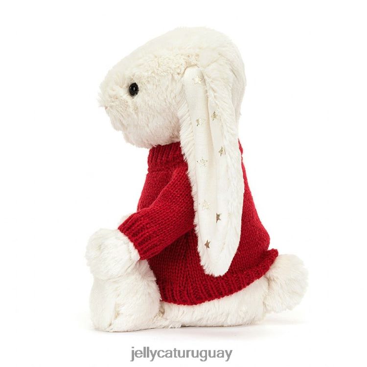 juguete Jellycat conejito tímido y centelleante con jersey rojo personalizado color crema T88T62213