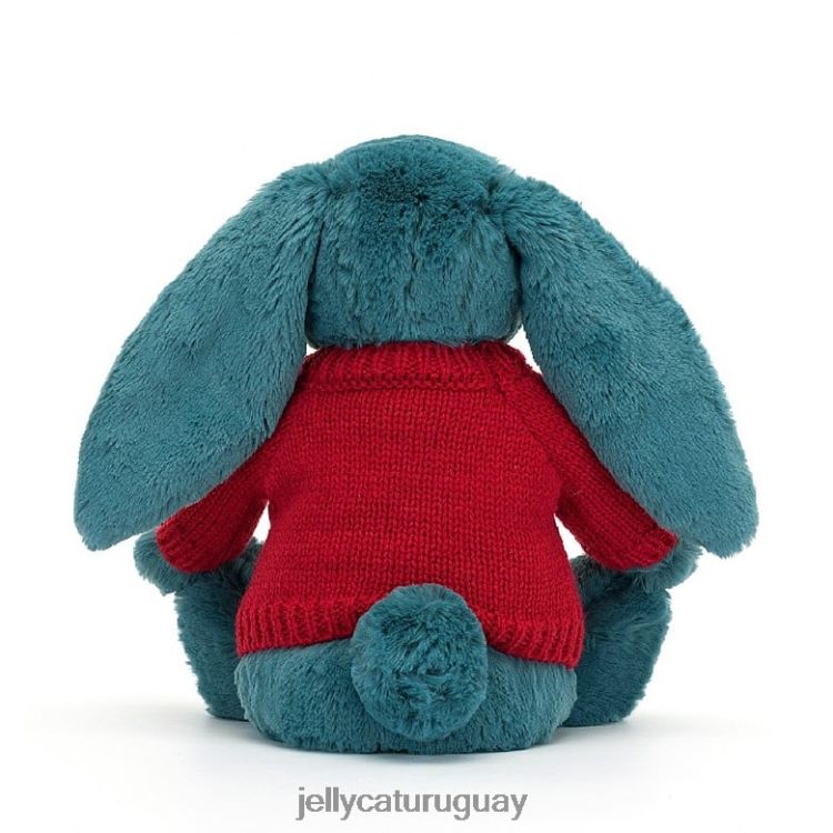 juguete Jellycat tímido conejito azul mineral con jersey rojo personalizado azul cobalto T88T62415