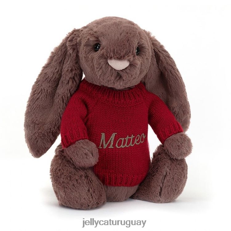 juguete Jellycat tímido conejito fudge con chocolate rojo personalizado T88T62511