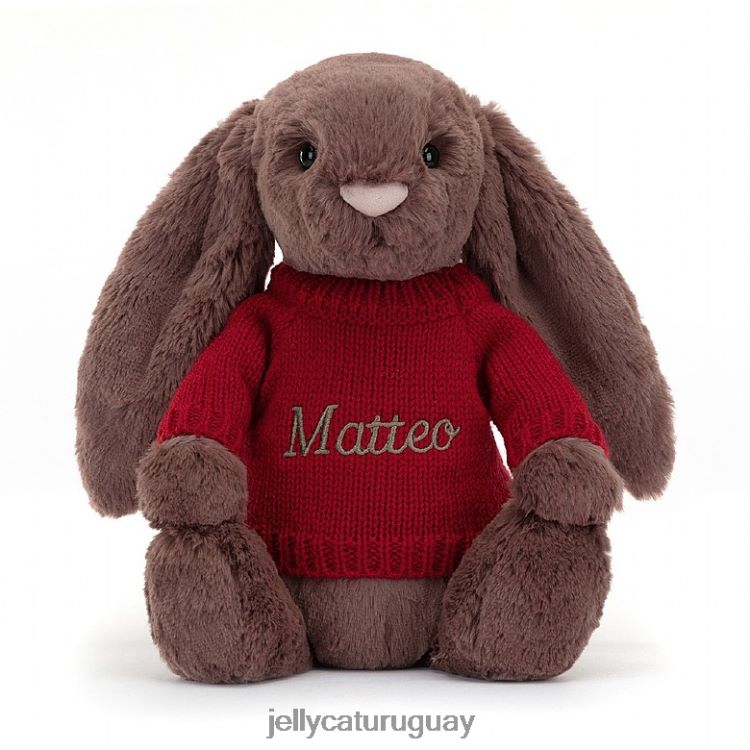 juguete Jellycat tímido conejito fudge con chocolate rojo personalizado T88T62511