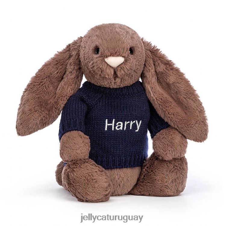 juguete Jellycat tímido conejito fudge con chocolate tipo jersey azul marino personalizado T88T62522
