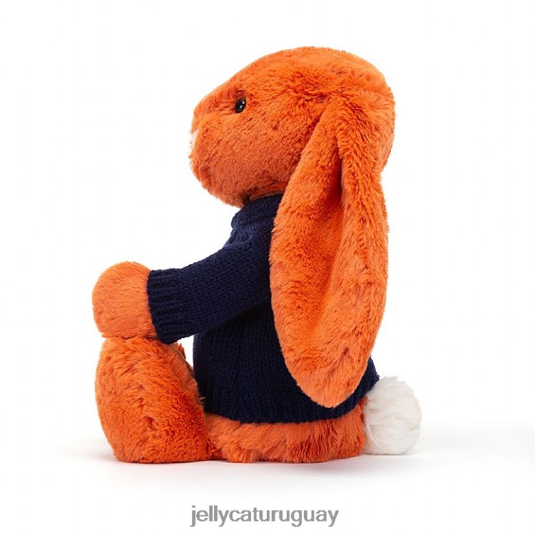 juguete Jellycat tímido conejito mandarina con jersey azul marino personalizado naranja T88T62508
