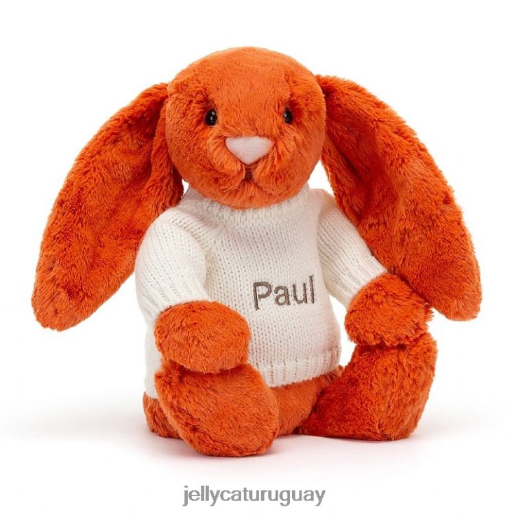 juguete Jellycat tímido conejito mandarina con jersey crema personalizado naranja T88T62504