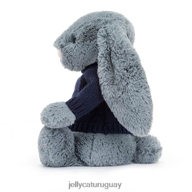 juguete Jellycat tímido conejito oscuro con jersey azul marino personalizado T88T62244