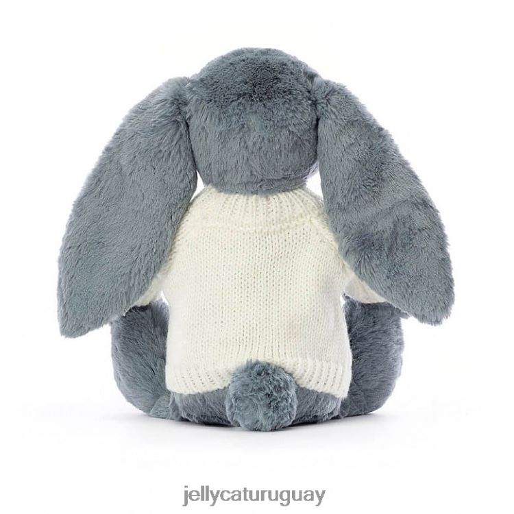 juguete Jellycat tímido conejito oscuro con jersey crema personalizado azul T88T62266