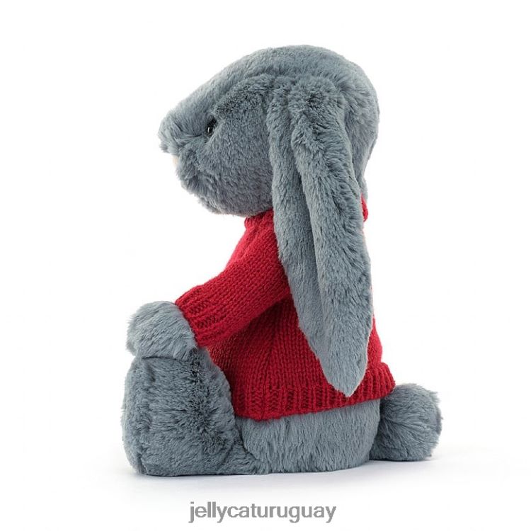juguete Jellycat tímido conejito oscuro con jersey rojo personalizado azul T88T62473