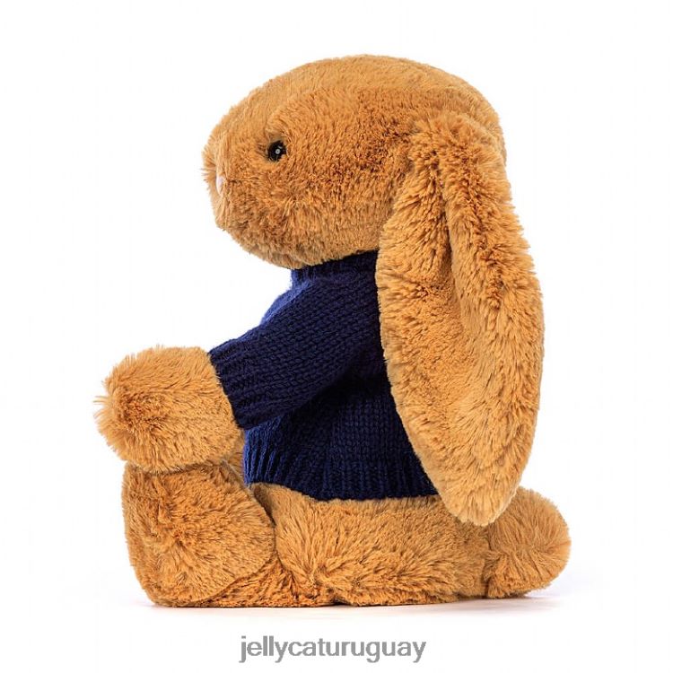 juguete Jellycat tímido en conejito con jersey azul marino personalizado dorado T88T62471
