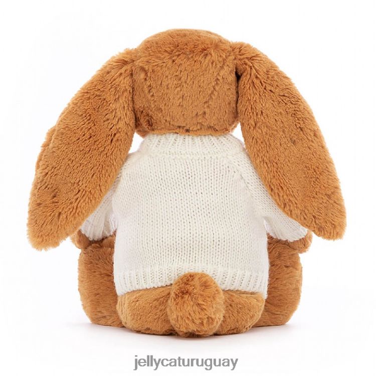 juguete Jellycat tímido en conejito con jersey crema personalizado dorado T88T62355