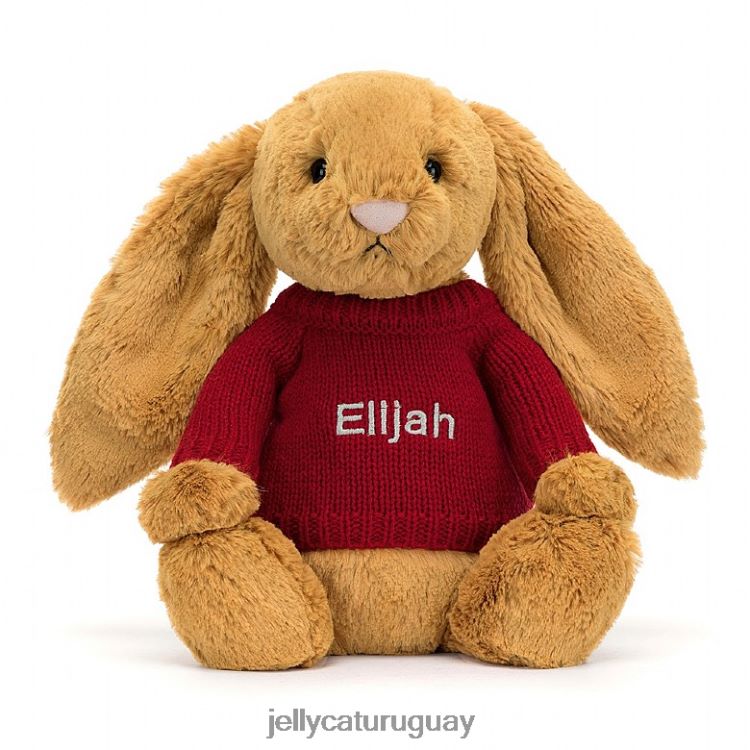 juguete Jellycat tímido en conejito con jersey rojo personalizado dorado T88T62333