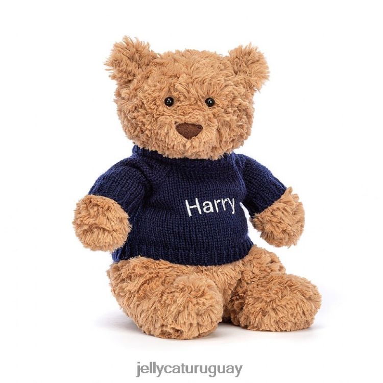 juguete Jellycat oso bartolomé con jersey azul marino personalizado marrón T88T62104