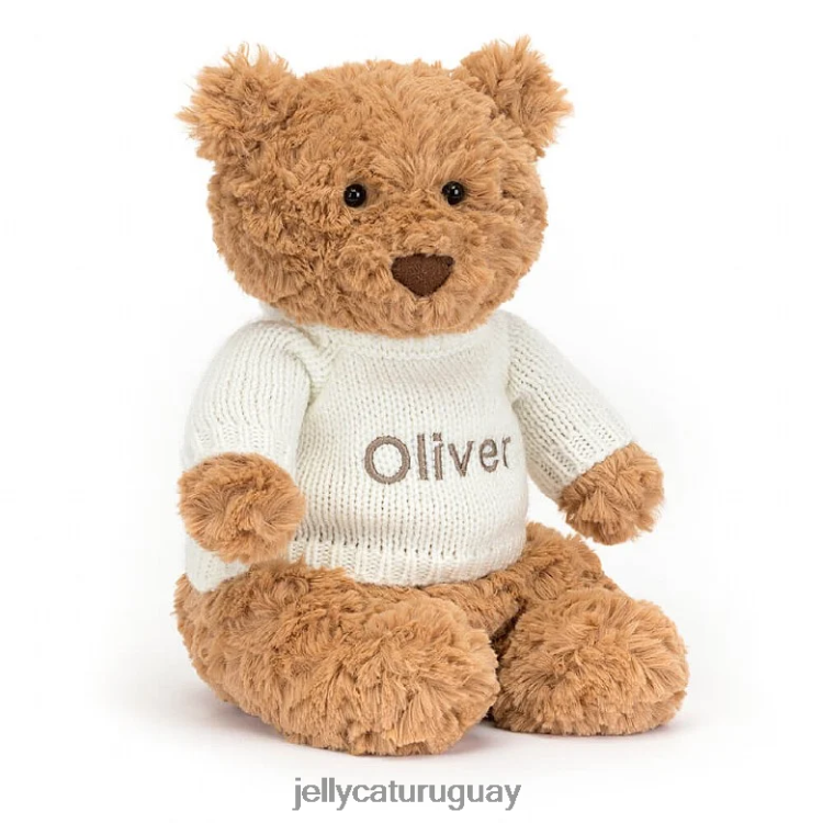 juguete Jellycat oso bartolomé con jersey crema personalizado marrón T88T6289
