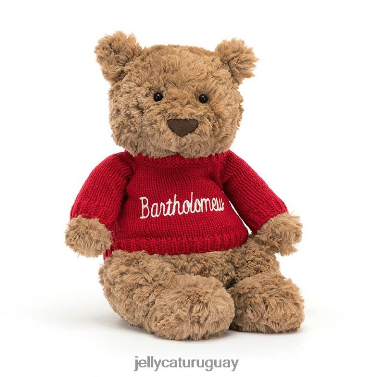 juguete Jellycat oso bartolomé con jersey rojo personalizado marrón T88T62140