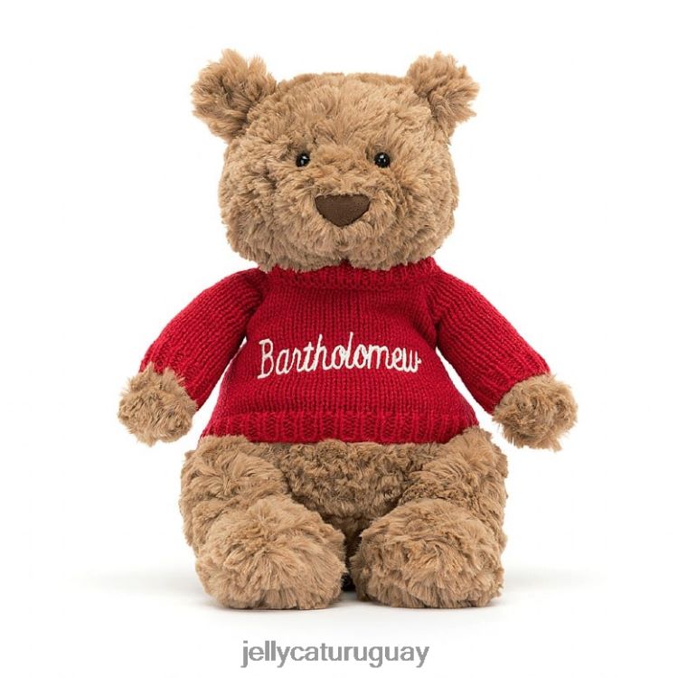 juguete Jellycat oso bartolomé con jersey rojo personalizado marrón T88T62140