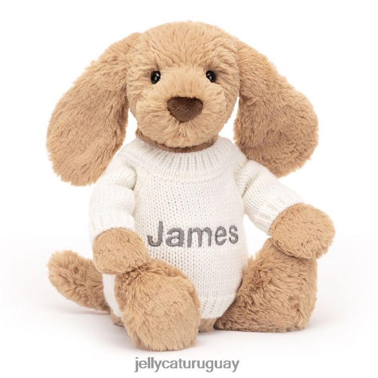 juguete Jellycat Cachorro tímido toffee con jersey crema personalizado beige T88T62135
