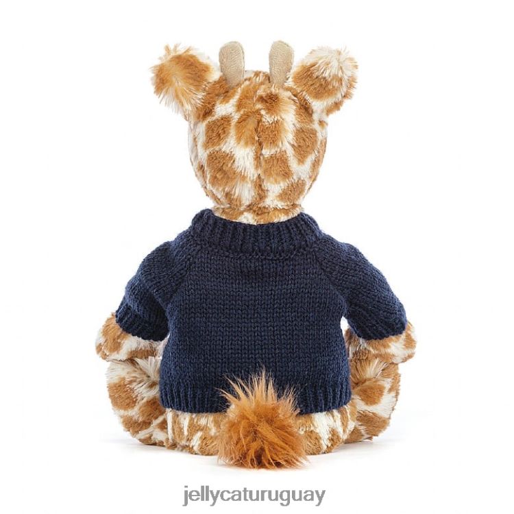 juguete Jellycat jirafa tímida con jersey azul marino personalizado naranja T88T62283