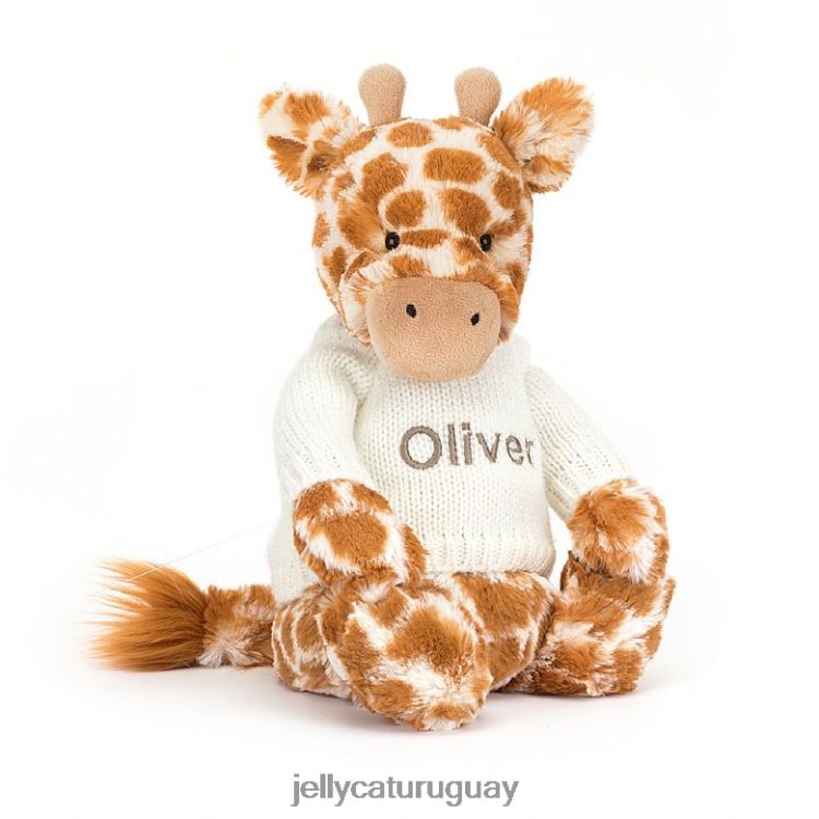 juguete Jellycat jirafa tímida con jersey crema personalizado naranja T88T62240