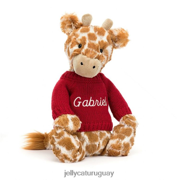 juguete Jellycat jirafa tímida con jersey rojo personalizado naranja T88T62224