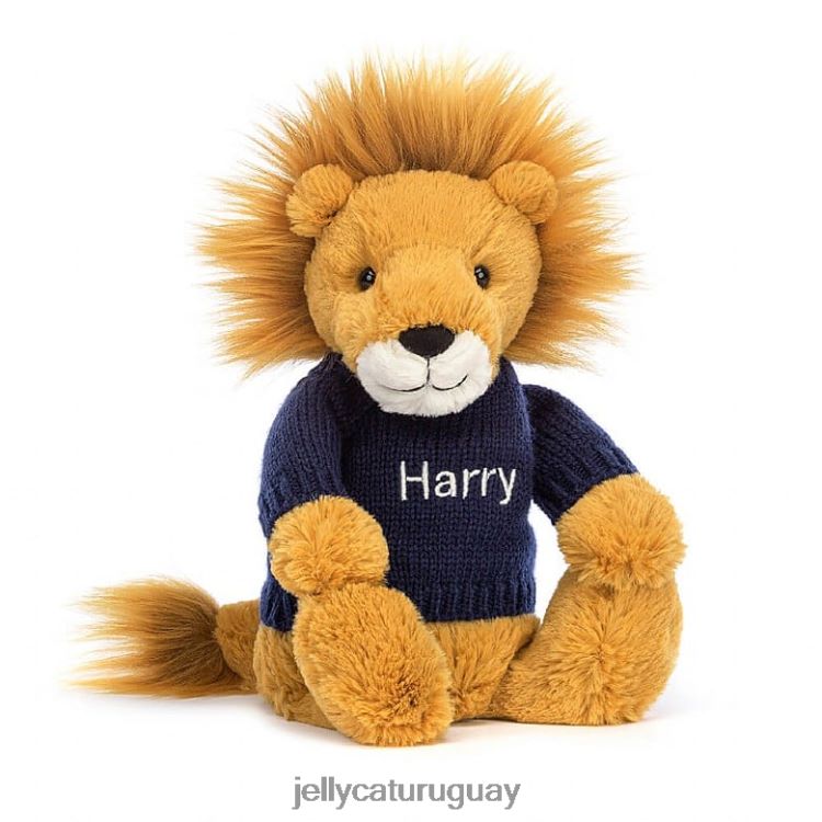 juguete Jellycat león tímido con jersey azul marino personalizado amarillo T88T62534