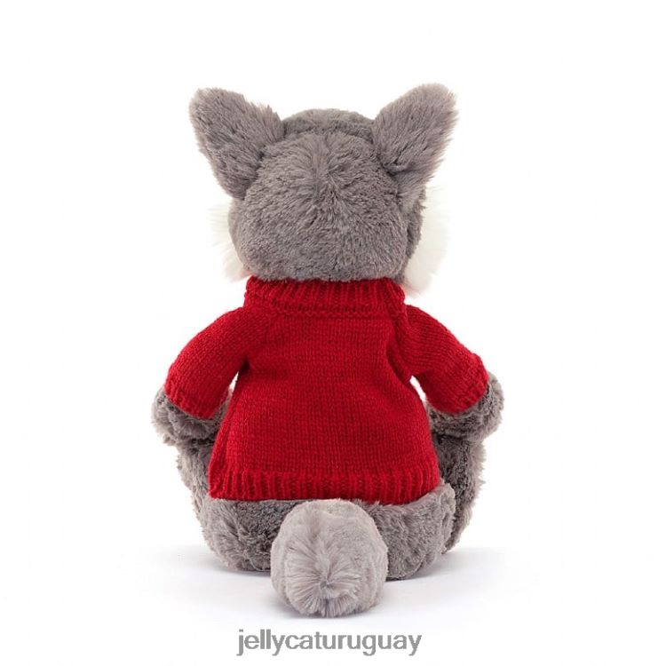 juguete Jellycat lobo tímido con jersey rojo personalizado gris y blanco T88T62241