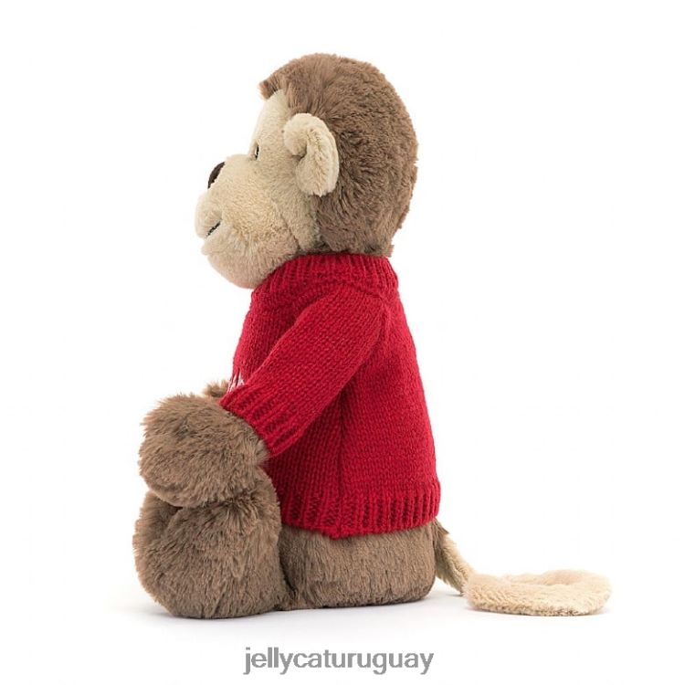 juguete Jellycat mono tímido con jersey rojo personalizado marrón T88T62189