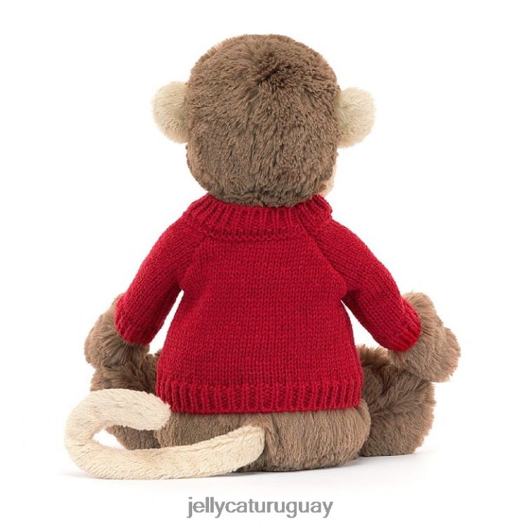 juguete Jellycat mono tímido con jersey rojo personalizado marrón T88T62189