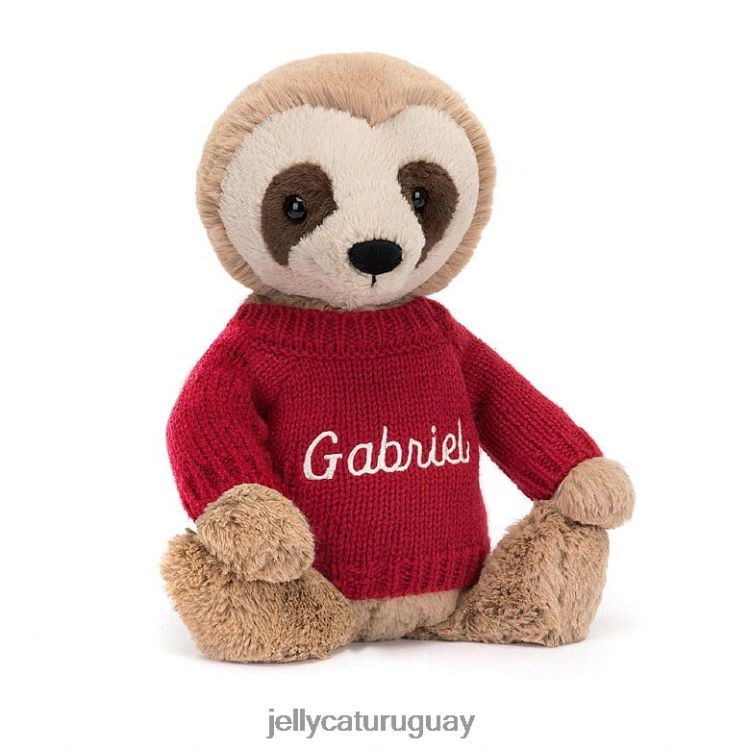 juguete Jellycat perezoso tímido con jersey rojo personalizado bronceado T88T62205