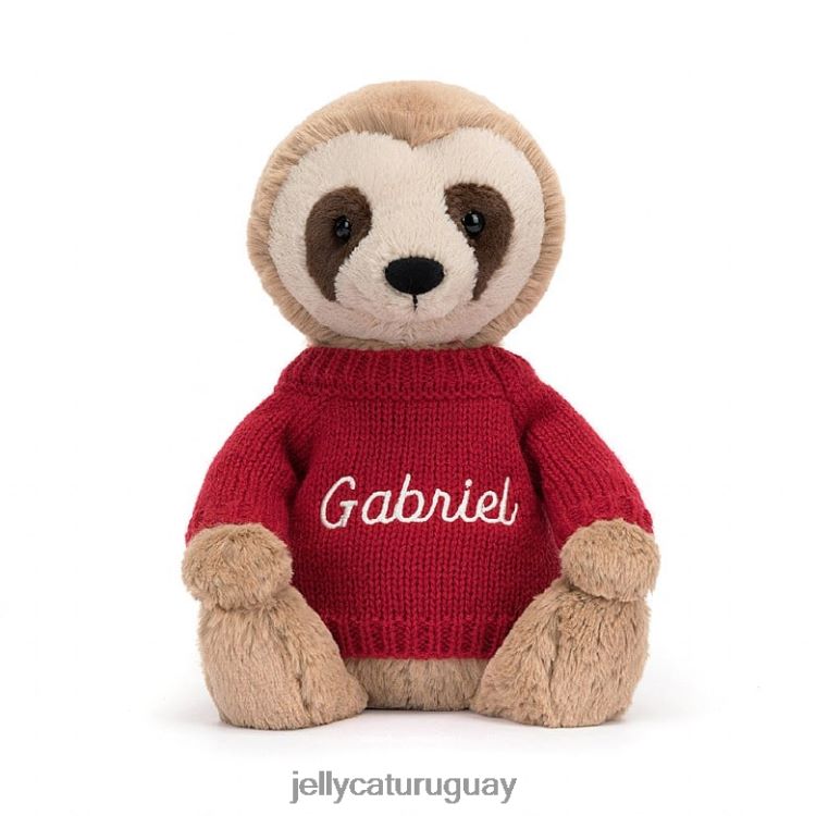 juguete Jellycat perezoso tímido con jersey rojo personalizado bronceado T88T62205