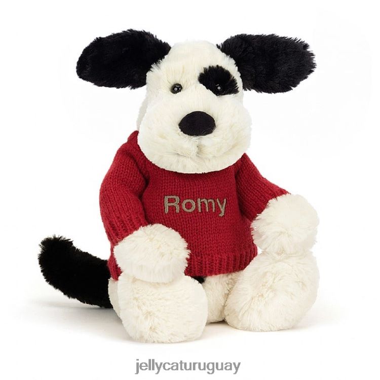 juguete Jellycat tímido cachorro negro y crema en blanco y negro T88T62171