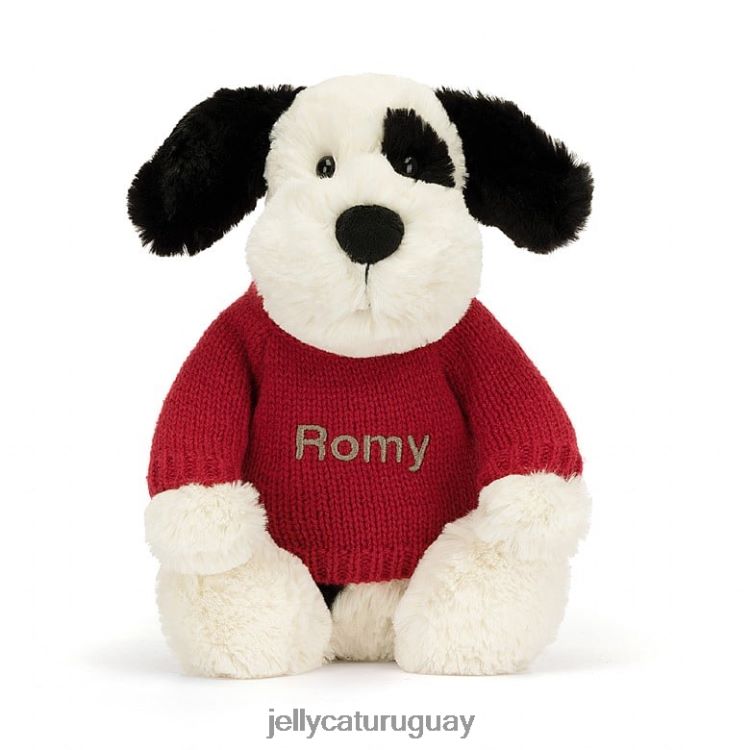 juguete Jellycat tímido cachorro negro y crema en blanco y negro T88T62171
