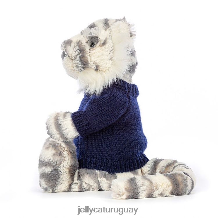 juguete Jellycat tímido tigre de las nieves con jersey azul marino personalizado gris y blanco T88T62579