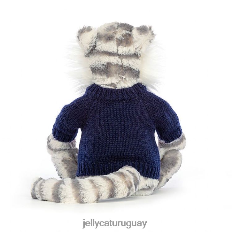 juguete Jellycat tímido tigre de las nieves con jersey azul marino personalizado gris y blanco T88T62579