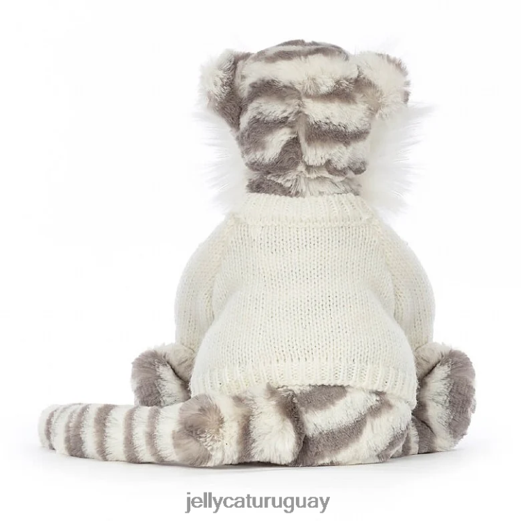 juguete Jellycat tímido tigre de las nieves con jersey crema personalizado gris y blanco T88T62578